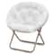 Oversized Round Cozy Moon Lounge Chair Metal Frame Foldable Saucer Chair White 0