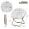 Oversized Round Cozy Moon Lounge Chair Metal Frame Foldable Saucer Chair White 1