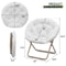 Oversized Round Cozy Moon Lounge Chair Metal Frame Foldable Saucer Chair White 1