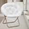 Oversized Round Cozy Moon Lounge Chair Metal Frame Foldable Saucer Chair White 2