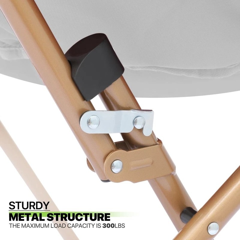 Oversized Round Cozy Moon Lounge Chair Metal Frame Foldable Saucer Chair White 4