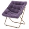 Folding Saucer Chair Purple Faux Fur Bedroom Chair Padded Seat Metal Frame Cozy Moon Chair For Kids 0