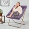 Folding Saucer Chair Purple Faux Fur Bedroom Chair Padded Seat Metal Frame Cozy Moon Chair For Kids 2