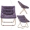 Folding Saucer Chair Purple Faux Fur Bedroom Chair Padded Seat Metal Frame Cozy Moon Chair For Kids 5