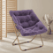 Folding Saucer Chair Purple Faux Fur Bedroom Chair Padded Seat Metal Frame Cozy Moon Chair For Kids 6