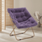 Folding Saucer Chair Purple Faux Fur Bedroom Chair Padded Seat Metal Frame Cozy Moon Chair For Kids 6