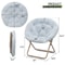 Comfy Moon Lounge Chair Folding Saucer Chair With Blue Cozy Faux Fur Upholstery Seat 1