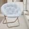 Comfy Moon Lounge Chair Folding Saucer Chair With Blue Cozy Faux Fur Upholstery Seat 2