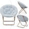 Comfy Moon Lounge Chair Folding Saucer Chair With Blue Cozy Faux Fur Upholstery Seat 6