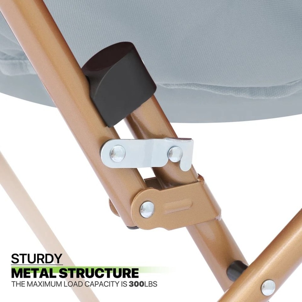 Comfy Moon Lounge Chair Folding Saucer Chair With Blue Cozy Faux Fur Upholstery Seat 7