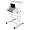 Office Workstation Stand Up Laptop Desk Adjustable Height Mobile Standing Computer Desk Wheel Desk 0