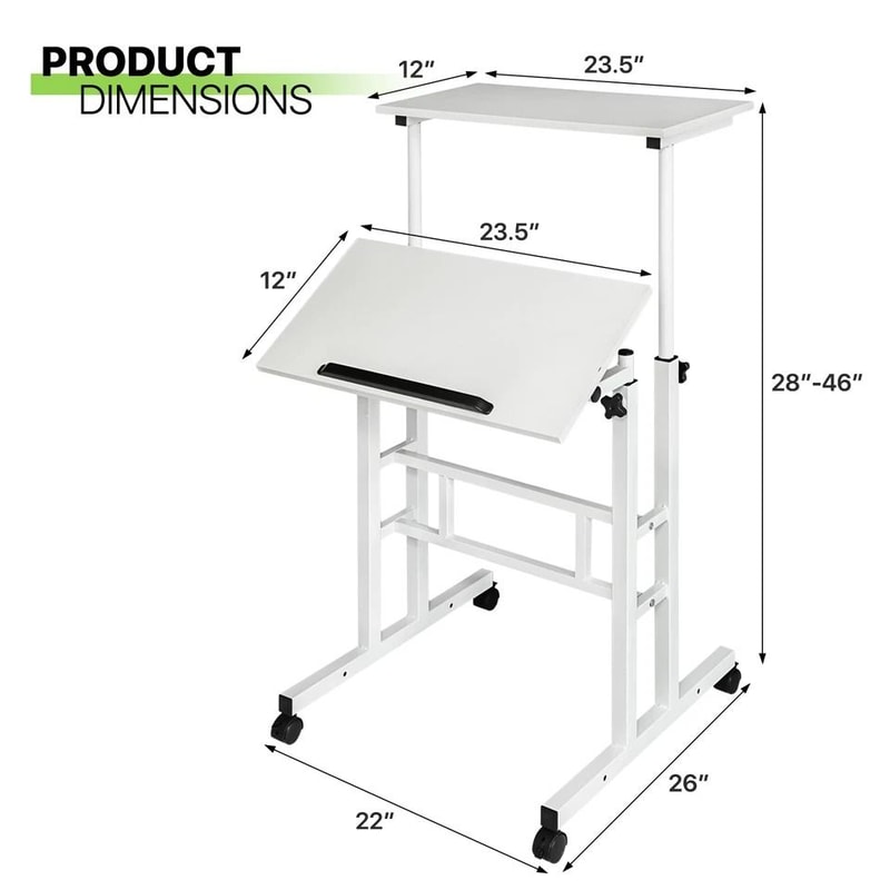 Office Workstation Stand Up Laptop Desk Adjustable Height Mobile Standing Computer Desk Wheel Desk 1