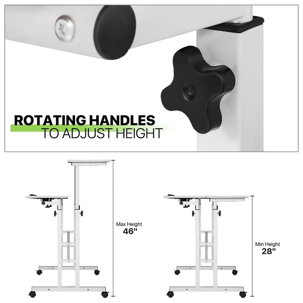 Office Workstation Stand Up Laptop Desk Adjustable Height Mobile Standing Computer Desk Wheel Desk 5