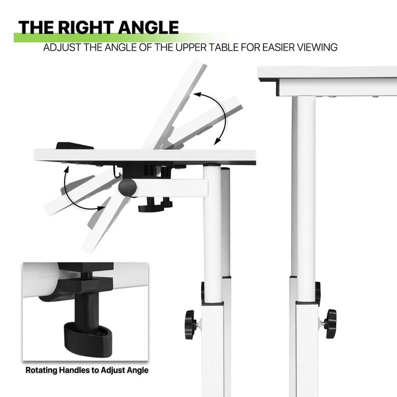 Office Workstation Stand Up Laptop Desk Adjustable Height Mobile Standing Computer Desk Wheel Desk 6