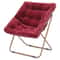 Red Faux Fur Saucer Accent Chair Foldable Lounge Chair Oversized Seat Cozy Lazy Moon Chair For Rela 0