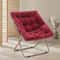 Red Faux Fur Saucer Accent Chair Foldable Lounge Chair Oversized Seat Cozy Lazy Moon Chair For Rela 2