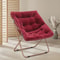 Red Faux Fur Saucer Accent Chair Foldable Lounge Chair Oversized Seat Cozy Lazy Moon Chair For Rela 2
