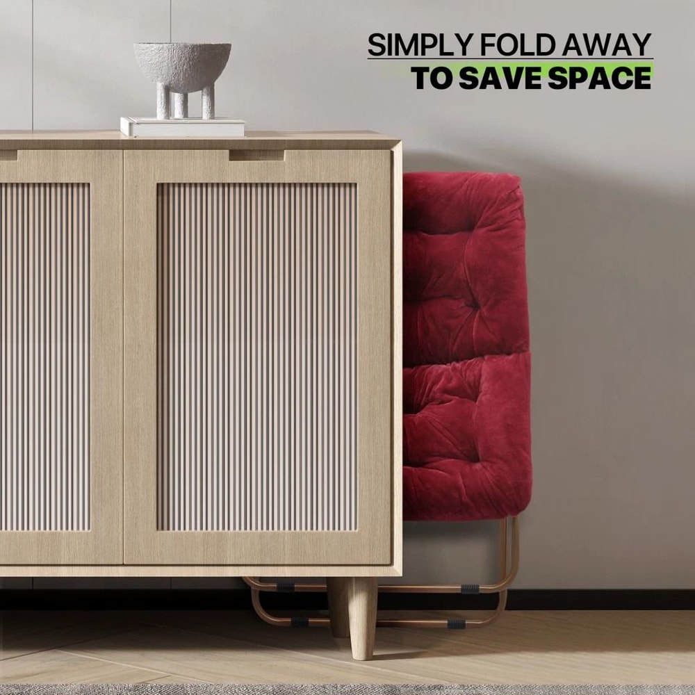 Red Faux Fur Saucer Accent Chair Foldable Lounge Chair Oversized Seat Cozy Lazy Moon Chair For Rela 3