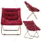 Red Faux Fur Saucer Accent Chair Foldable Lounge Chair Oversized Seat Cozy Lazy Moon Chair For Rela 5