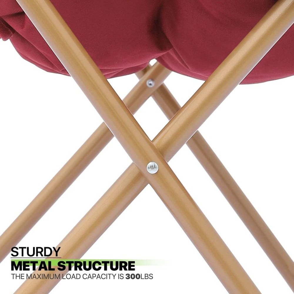 Red Faux Fur Saucer Accent Chair Foldable Lounge Chair Oversized Seat Cozy Lazy Moon Chair For Rela 6