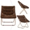 Cozy Foldable Brown Saucer Chair Footrest Faux Fur Oversized Lounge Accent Chair 6