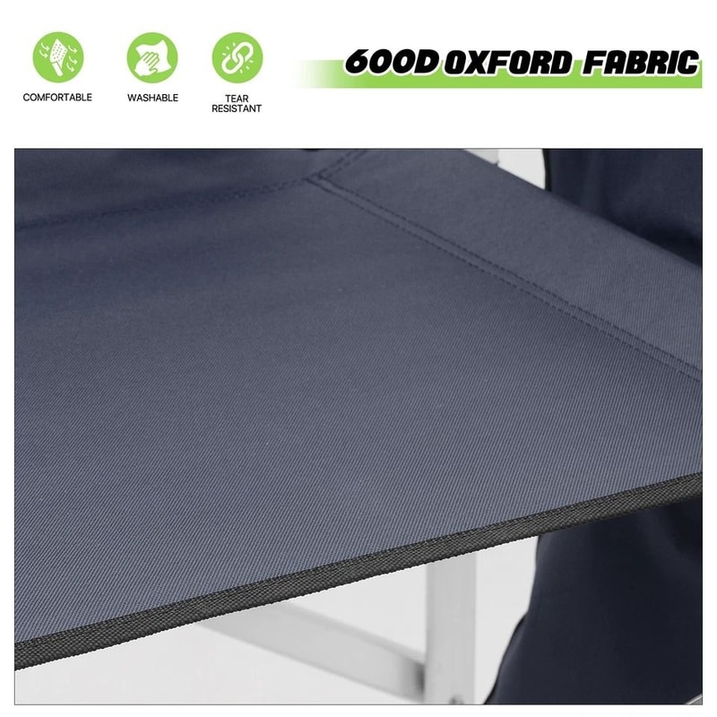 Heavy Duty Foldable Director Chair Camping Fishing Seat Side Table Pocket Storage 6