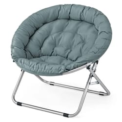 foldable lazy saucer chair, accent chair for living room, teal moon seat, comfortable and compact