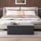 Gray Upholstered Footstool Rectangular Fabric Storage Ottoman Multifunctional Storage Bench For Bed 2