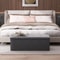 Gray Upholstered Footstool Rectangular Fabric Storage Ottoman Multifunctional Storage Bench For Bed 2