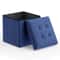 Navy Blue Storage Ottoman Classic Cube Footstool For Home Decor Perfect For Living Room And Bedroom 0