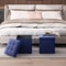 Navy Blue Storage Ottoman Classic Cube Footstool For Home Decor Perfect For Living Room And Bedroom 2