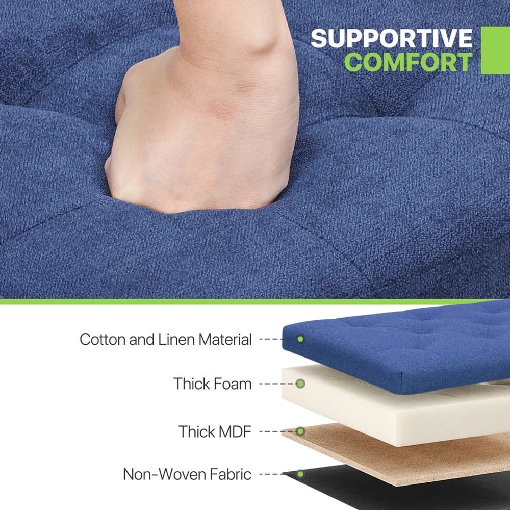 Navy Blue Storage Ottoman Classic Cube Footstool For Home Decor Perfect For Living Room And Bedroom 5