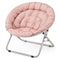 Foldable Saucer Chair Comfy Accent Lounge Chair Pink Soft Round Moon Padded Seat 0