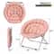 Foldable Saucer Chair Comfy Accent Lounge Chair Pink Soft Round Moon Padded Seat 1