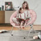 Foldable Saucer Chair Comfy Accent Lounge Chair Pink Soft Round Moon Padded Seat 3