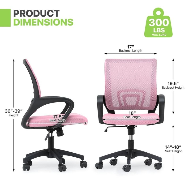 Adjustable Height Office Chair Ergonomic Computer Chair Padded Seat Swivel Pink Desk Chair For Offi 1