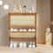 Brown Bamboo Shoe Storage Plastic Rattan Door Shoe Organizer Tiered Boot Shelf Compact Entryway Cab 2