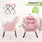 Modern Pink Accent Chair With Ottoman Lazy Sofa Armchair Foldable Comfortable Living Room Seat 1