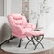 Modern Pink Accent Chair With Ottoman Lazy Sofa Armchair Foldable Comfortable Living Room Seat 2