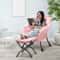 Modern Pink Accent Chair With Ottoman Lazy Sofa Armchair Foldable Comfortable Living Room Seat 3