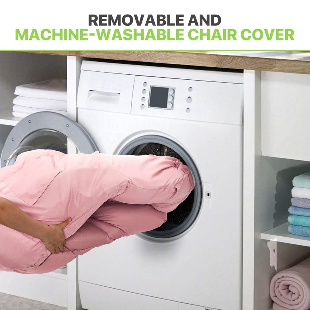 Modern Pink Accent Chair With Ottoman Lazy Sofa Armchair Foldable Comfortable Living Room Seat 8