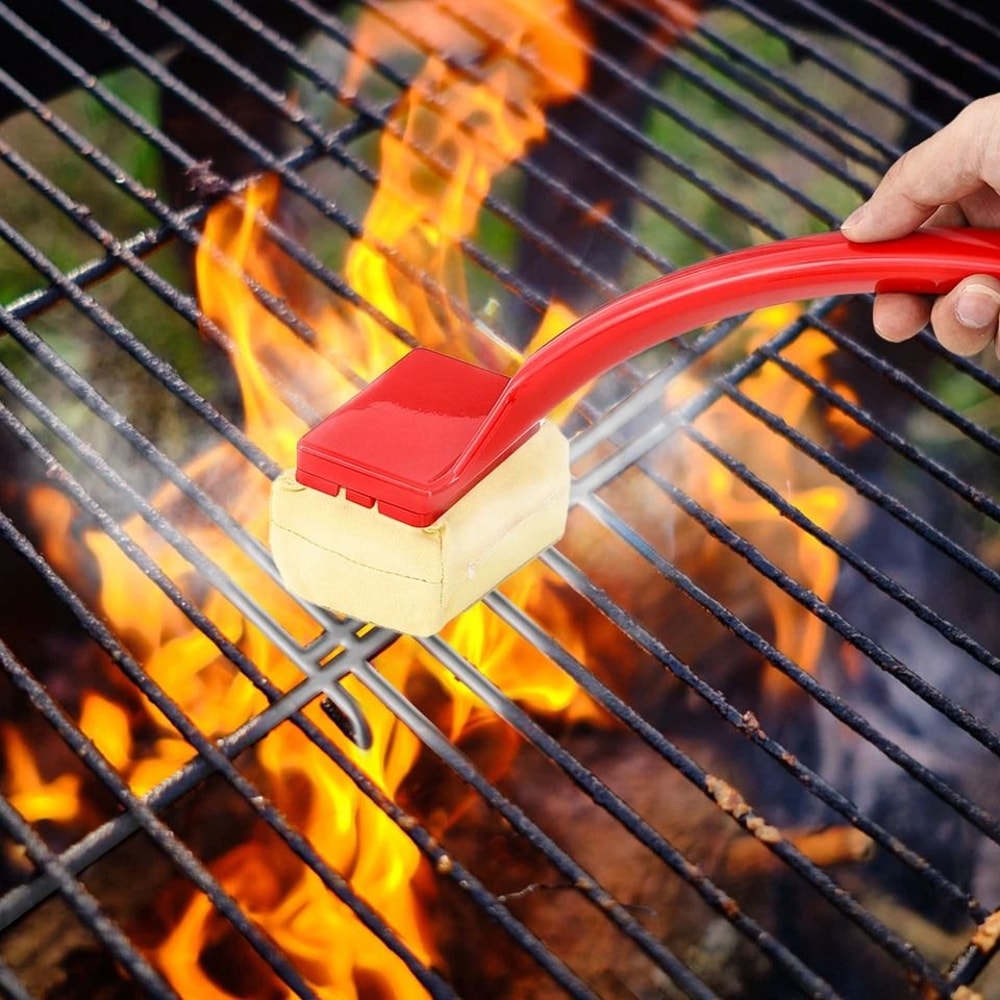 BBQ Grill Steam Brush Red Kitchen Scrubber Replaceable Grill Cleaner Head 12