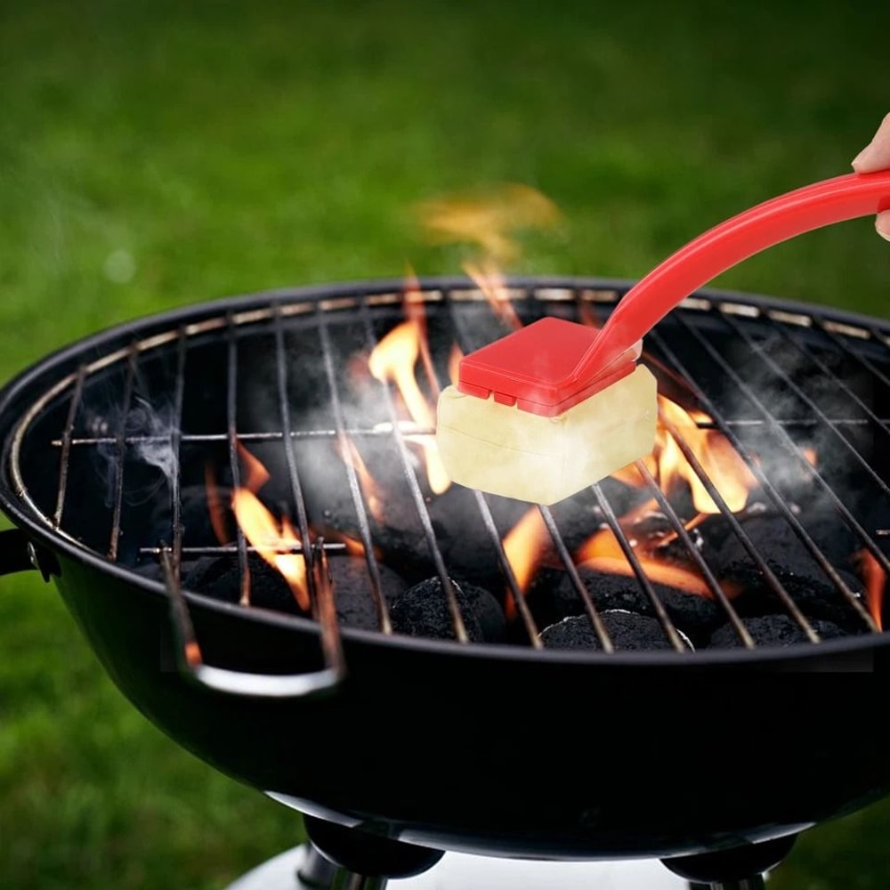 BBQ Grill Steam Brush Red Kitchen Scrubber Replaceable Grill Cleaner Head 13