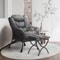 Upholstered Modern Gray Soft Accent Chair Living Room Lazy Sofa Chair With Ottoman 1