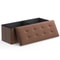 Foldable Storage Ottoman Brown Foot Rest Stool Bench Chest With Flipping Lid For Extra Seating And 0