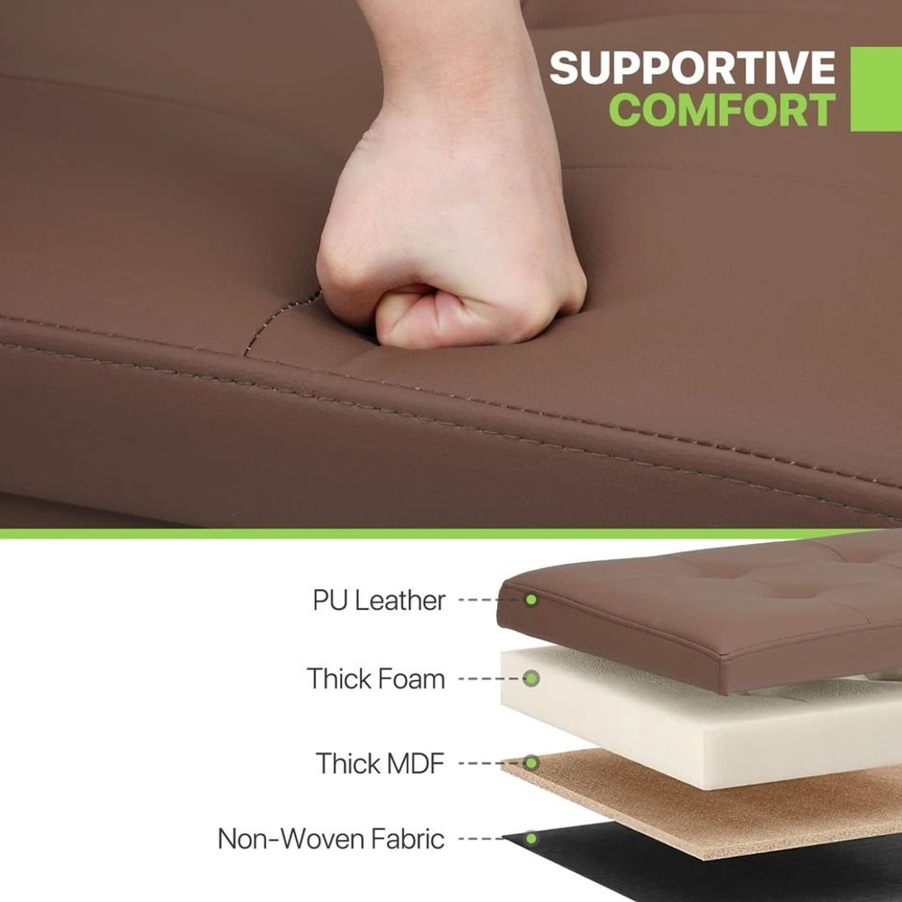 Foldable Storage Ottoman Brown Foot Rest Stool Bench Chest With Flipping Lid For Extra Seating And 5