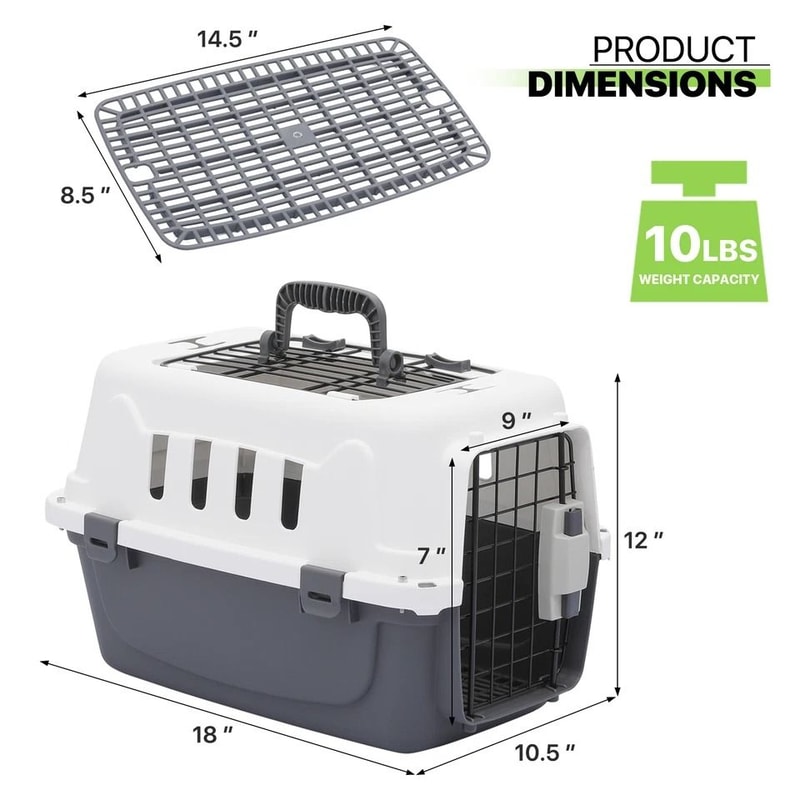 Travel Pet Carrier Durable Plastic Dog Cat Transporter Airline Compatible Lightweight Pet Cage For 1