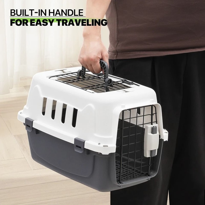 Travel Pet Carrier Durable Plastic Dog Cat Transporter Airline Compatible Lightweight Pet Cage For 5