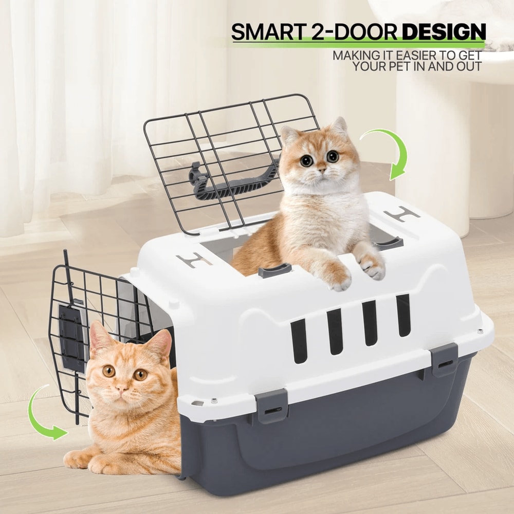 Travel Pet Carrier Durable Plastic Dog Cat Transporter Airline Compatible Lightweight Pet Cage For 6