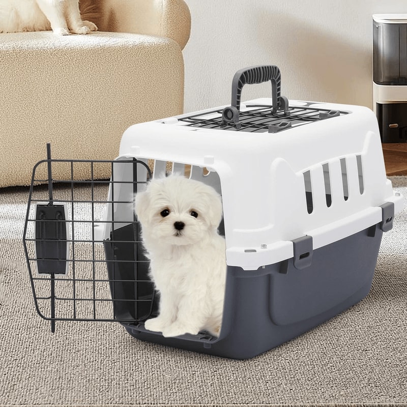 Travel Pet Carrier Durable Plastic Dog Cat Transporter Airline Compatible Lightweight Pet Cage For 8